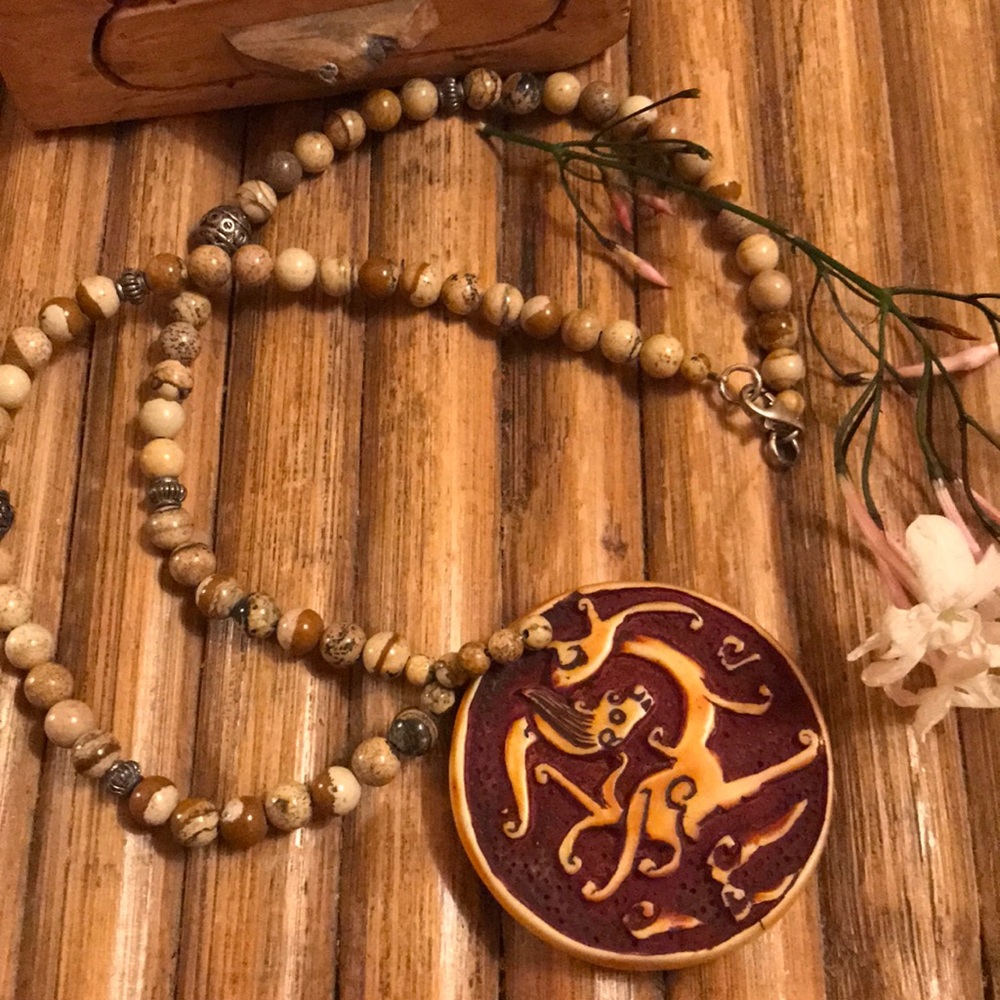 Chinese Bone carved necklace